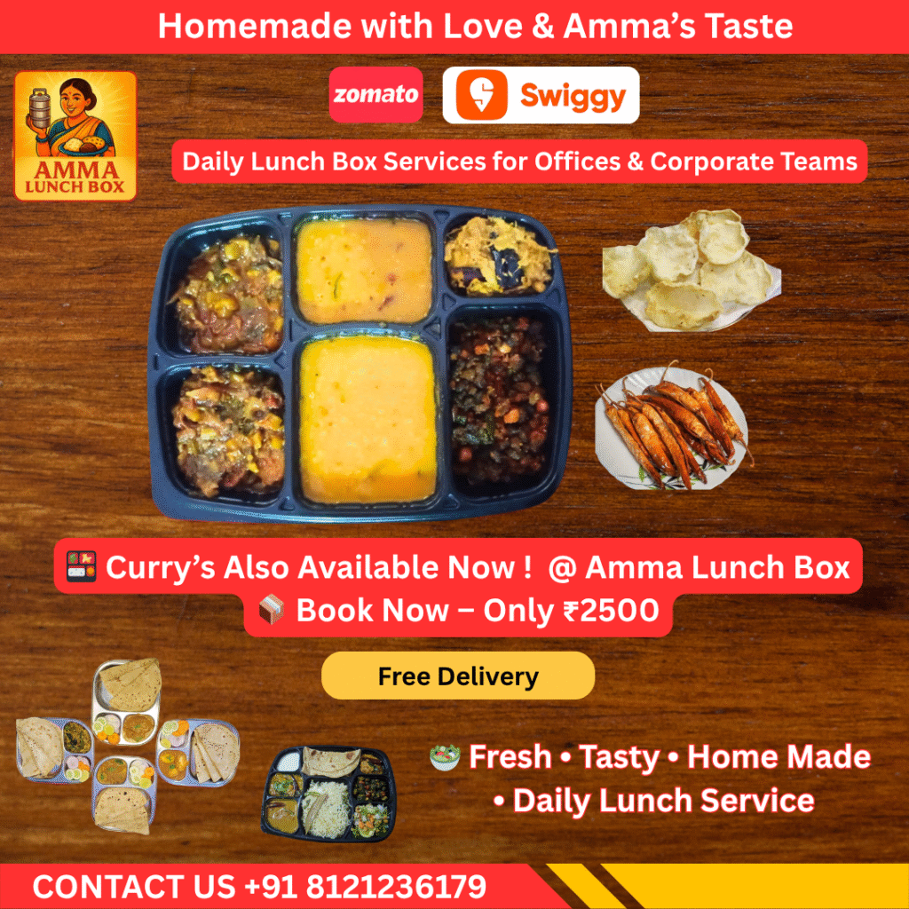 🍱 curry also available! @ amma lunch box 📦 book now – only ₹2500 🚚 free delivery
